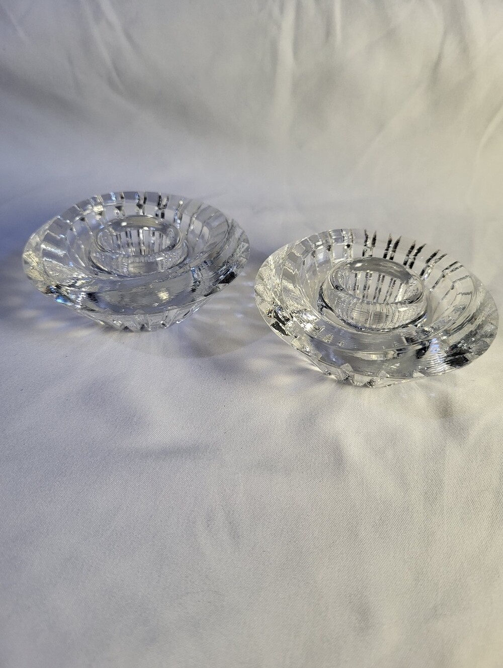 Lead Crystal Taper Candle Holder Set Of 2 Vintage